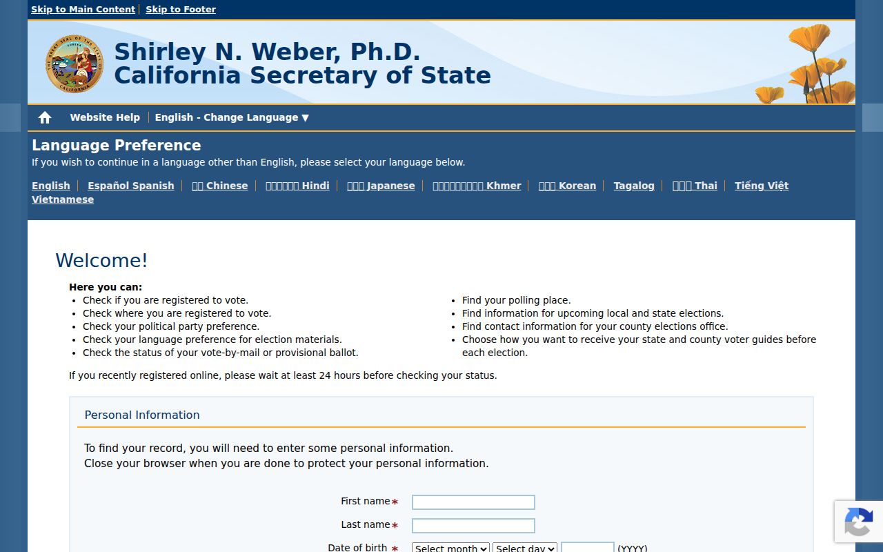 Colton people search California My Voter Status lookup