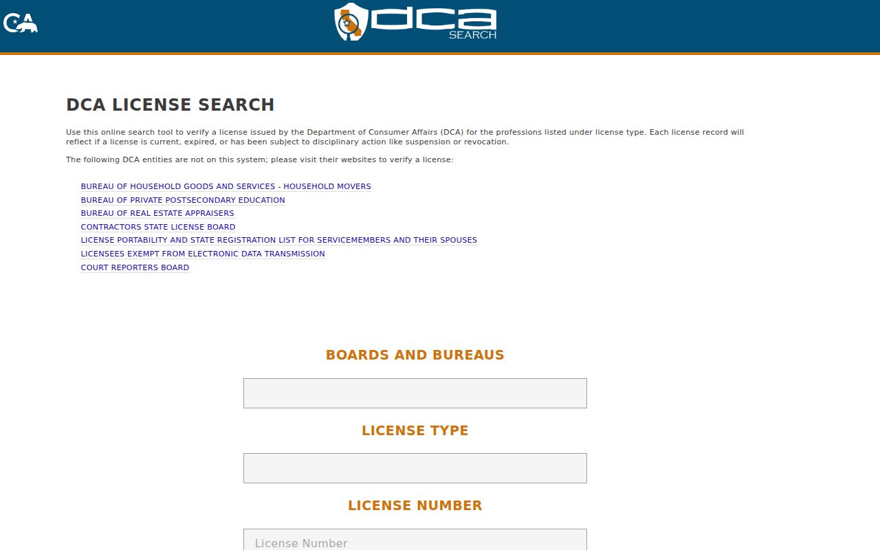 Colton people directories California DCA License Search
