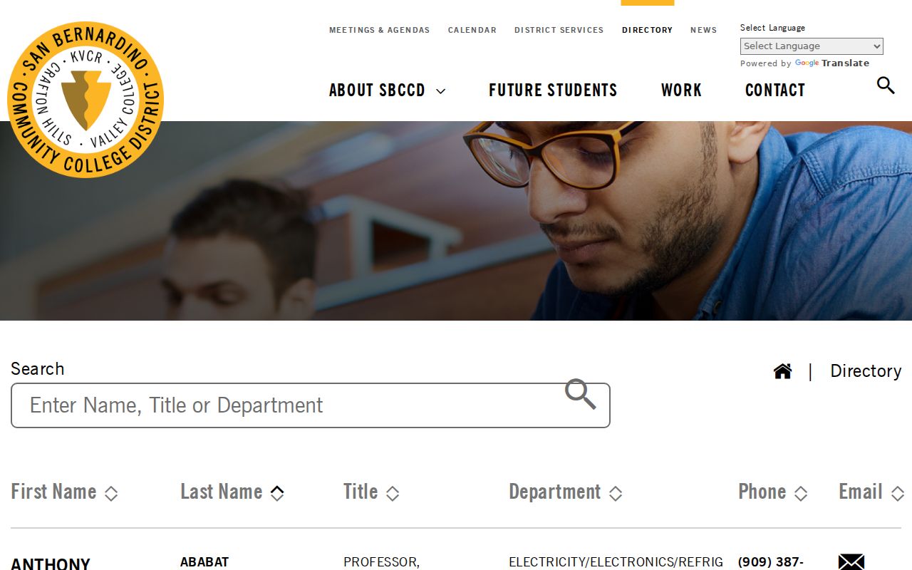 Colton people directories San Bernardino Community College District directory