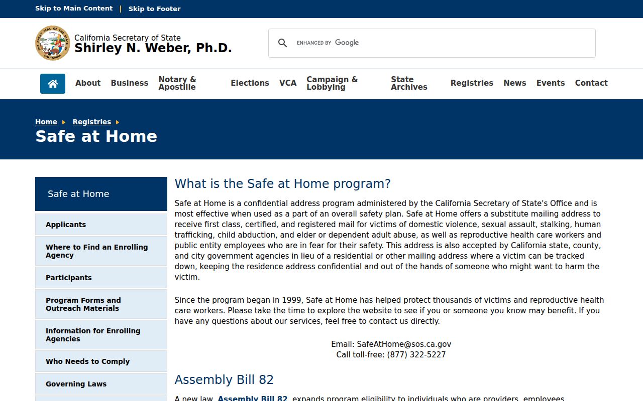 Colton voter registration records and California Safe at Home confidentiality program