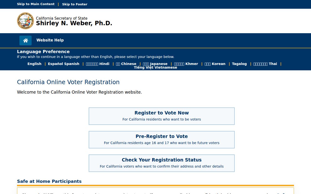 Colton voter registration records update portal from California Secretary of State